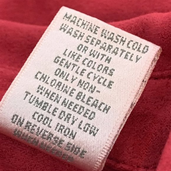 Studio Works Women's Red Button Down Blouse Suede Material Medium 100% Polyester - Picture 7 of 15